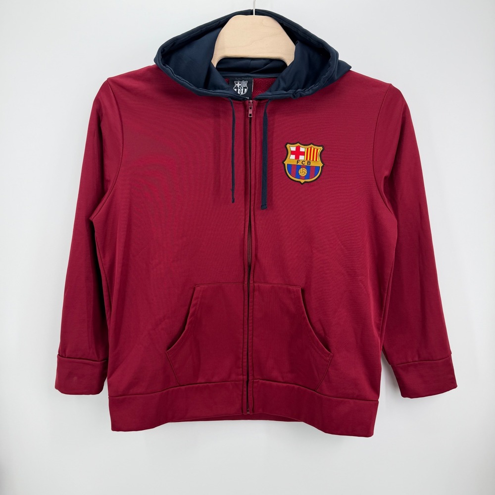 FC Barcelona Full Zip Hoodie Mens XL Maroon Barca Soccer Track Jacket Football